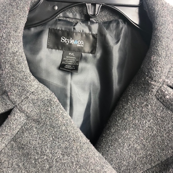 Petite Style & Co Double Breasted Pea Coat LP - Picture 3 of 14